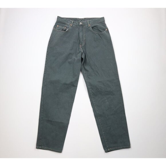 Vintage 90s Lucky Brand Mens 32x34 Baggy Fit Tapered Leg Denim Jeans Green USA
